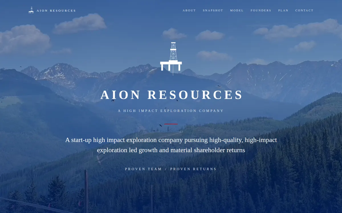 Aion Resources homepage