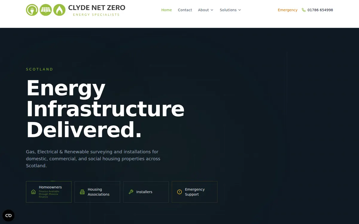 Clyde Net Zero homepage